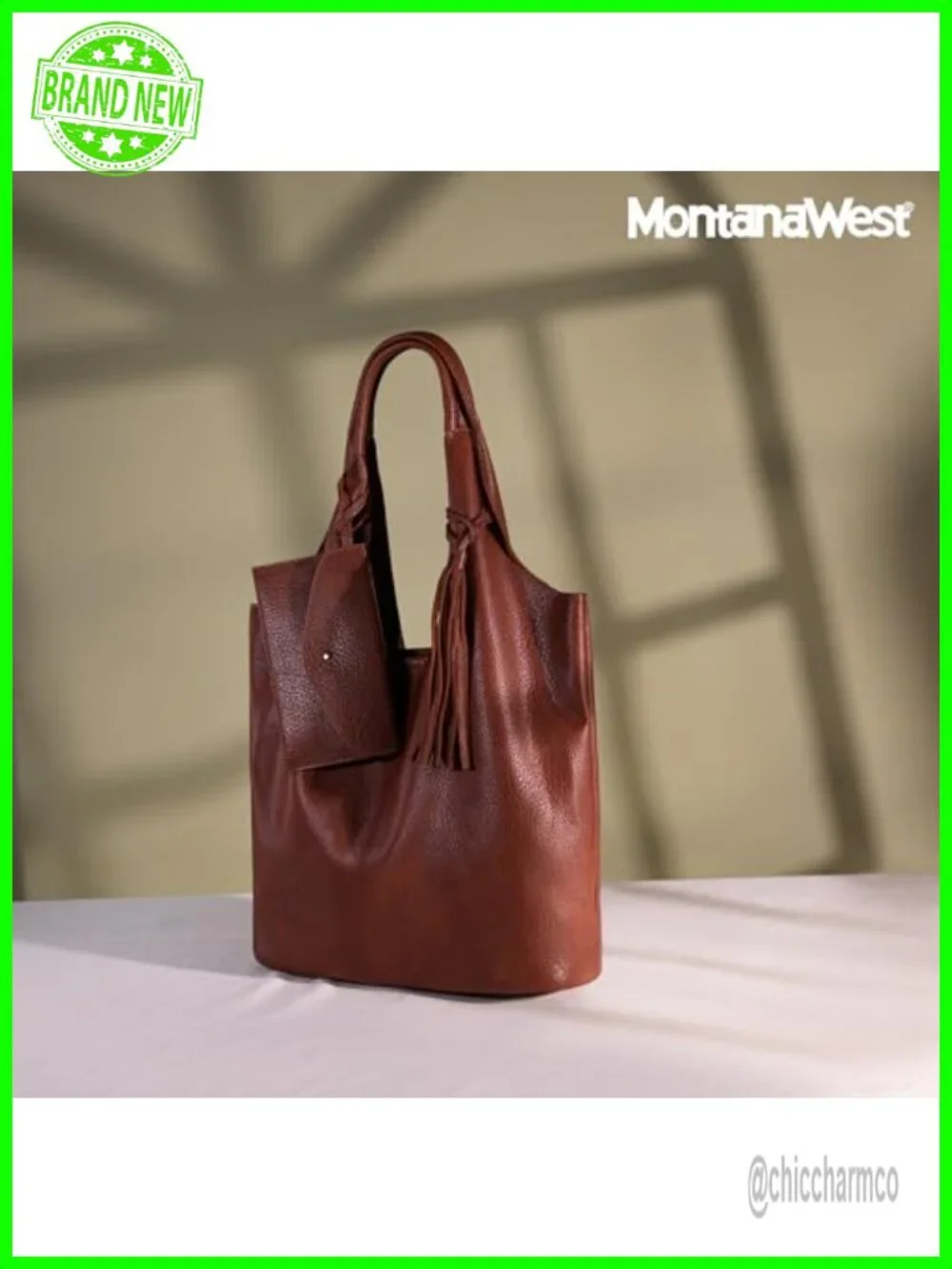 Slouchy Hobo Shoulder Bag with Tassel Vegan Leather Large Handbag
